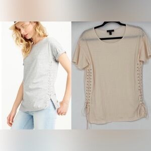 J. Crew | Lace Up Tunic T-Shirt Pink Short Sleeve